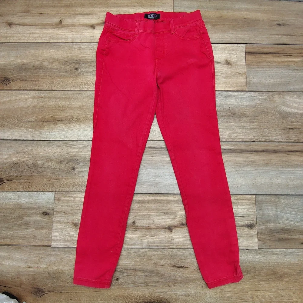 Energie Pop Up Skinny Jeans Women's 28x28 Red Stretch Denim Y2K Low Rise Y2K